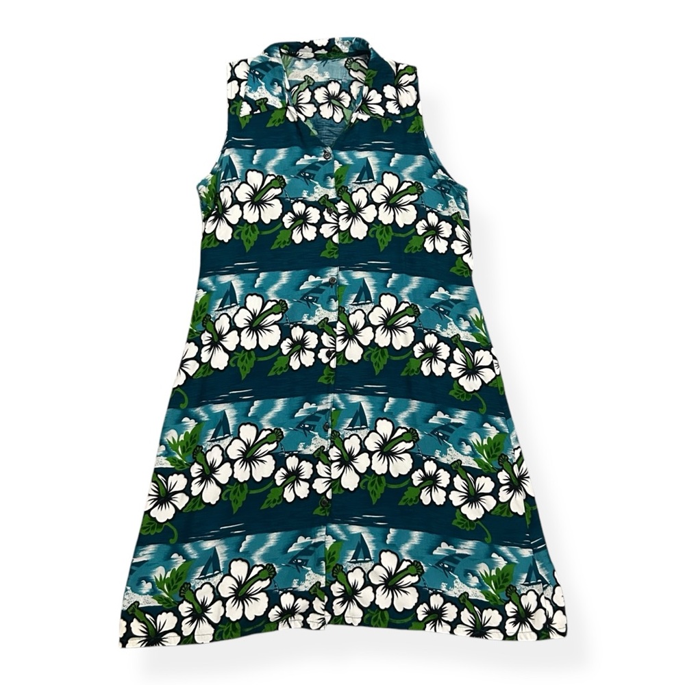 Vintage Floral Blue and Green Dress
